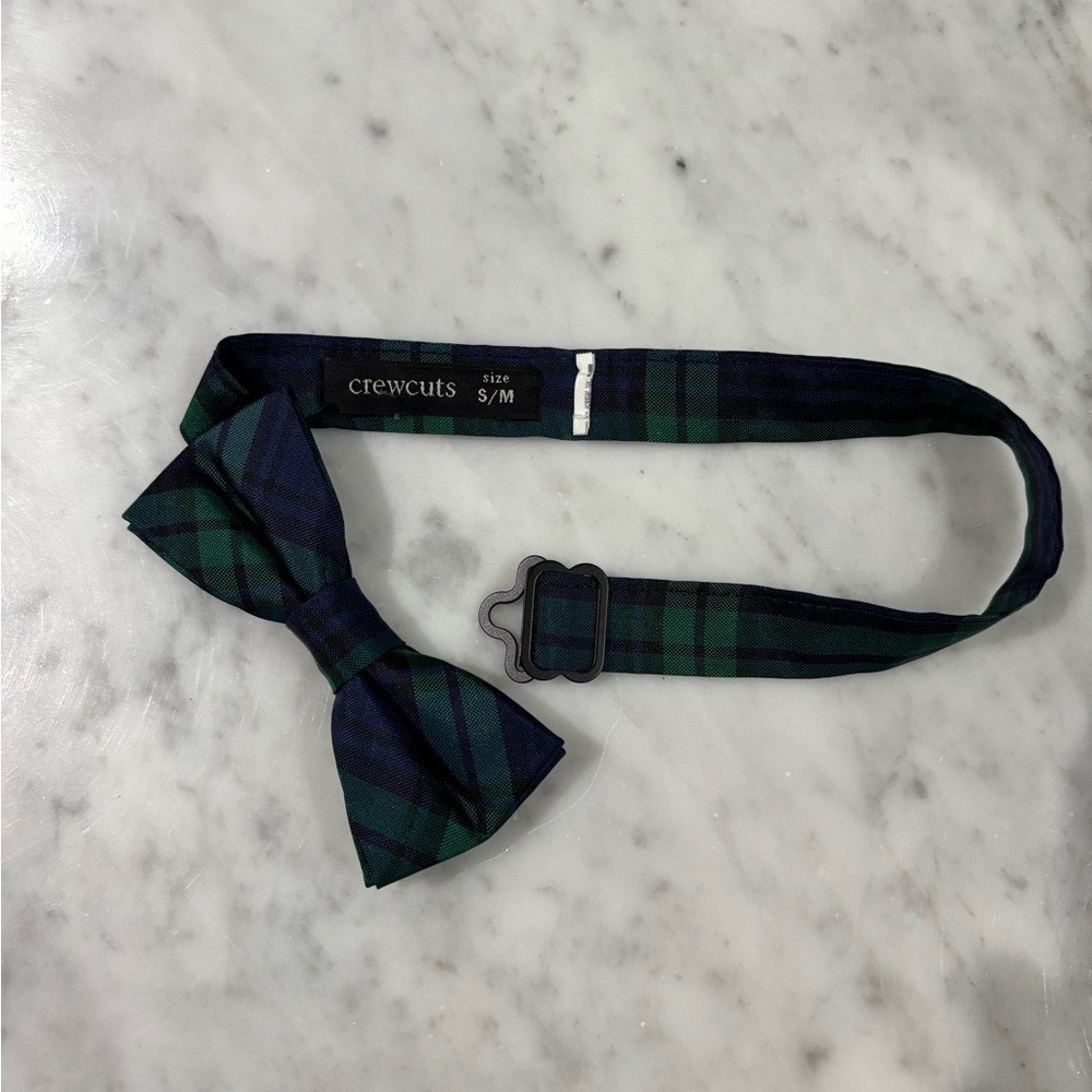Crewcuts Navy and Green Plaid Bow Tie size S/M